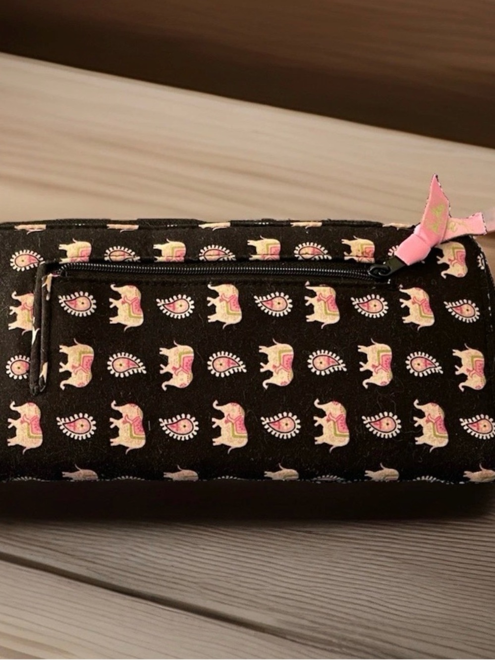 VTG Vera Bradley Pink Elephants Travel Organizer Wallet Quilted Retired Rare Y2K